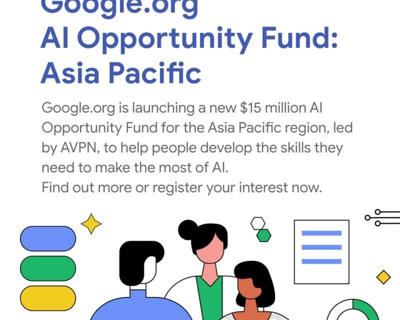 Apply for Google.org AI Opportunity Fund: For organizations registered in Asia-Pacific (A US$15 million initiative)