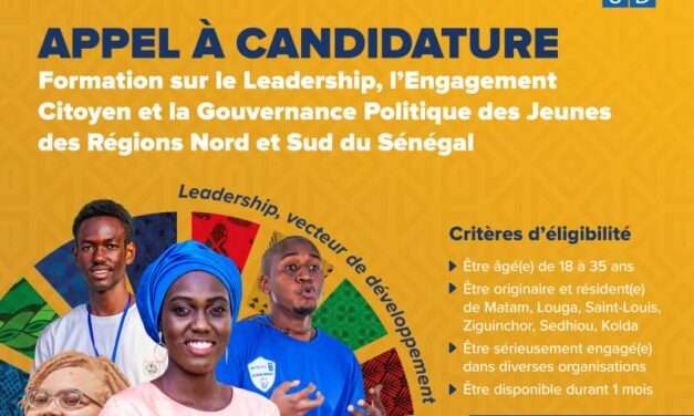 Appel à Candidature : Formation sur le Leadership des Jeunes des Régions Nord-Sud du Sénégal