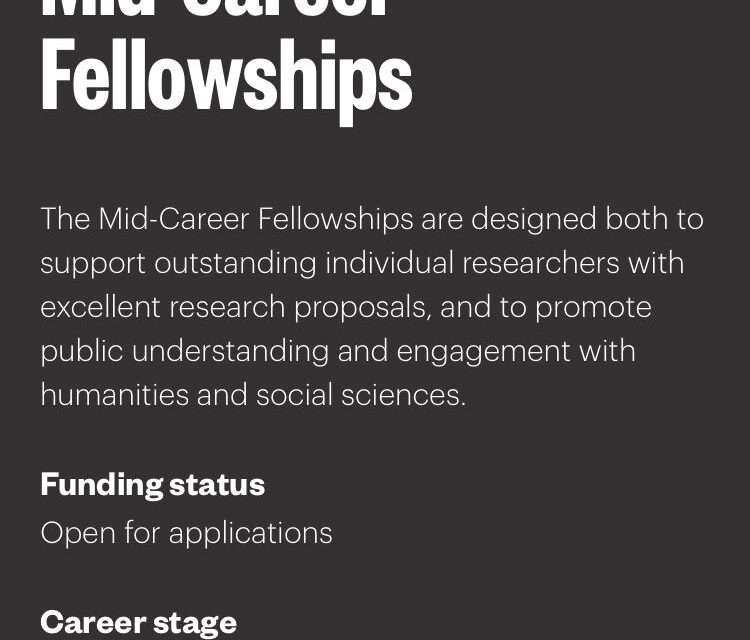 Mid-Career Fellowships – Researchers and Promoting Public Engagement