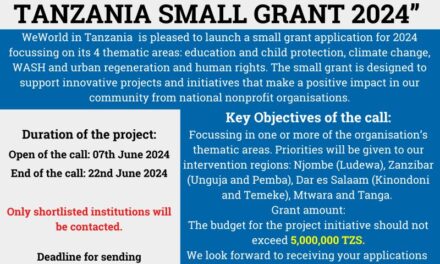 Call for “WeWorld Tanzania Small Grant 2024”