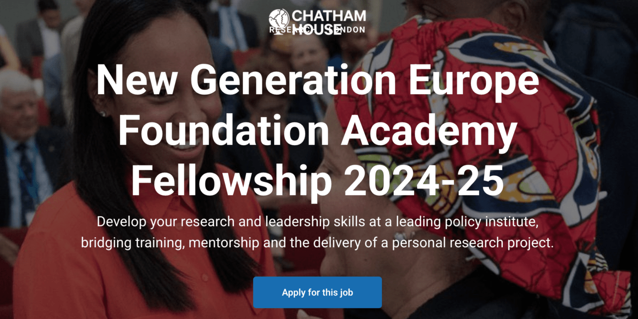 New Generation Europe Foundation Academy Fellowship 2024-25