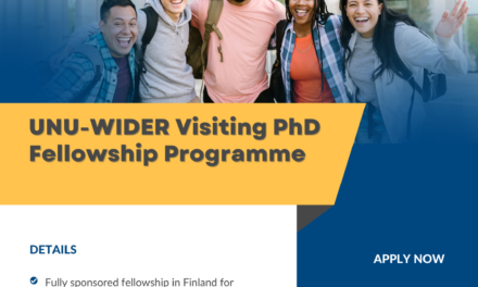 Applications Invited for UNU-WIDER Visiting PhD Fellowship Programme 2023-24(Fully-funded)