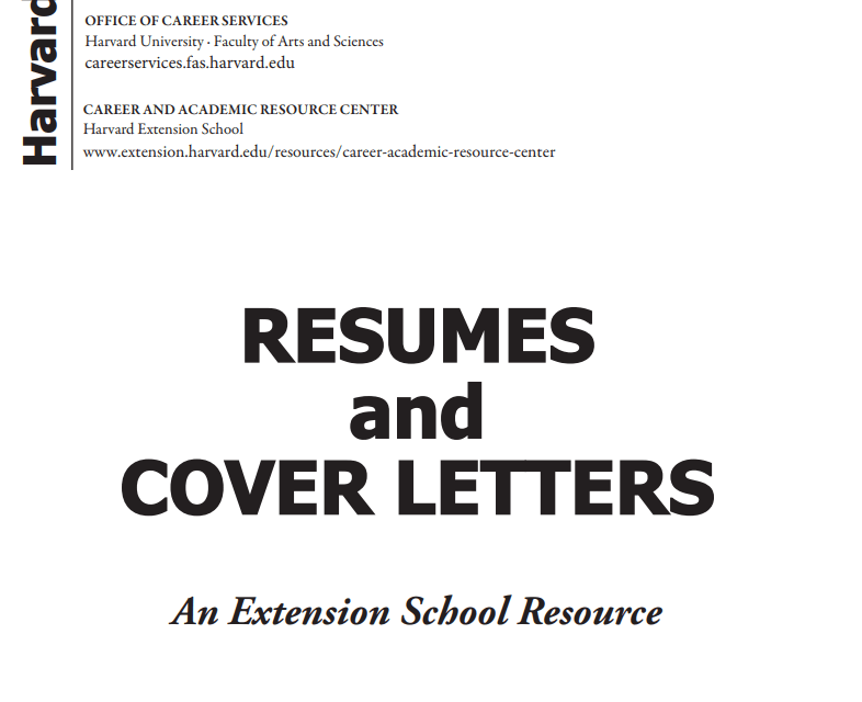 Harvard University Guide and Tip for Writing Cover Letters & Resumes